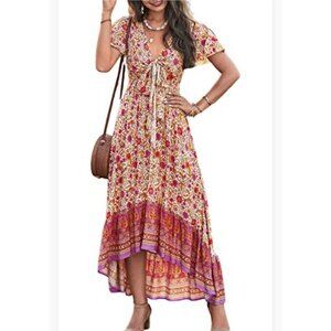 Fashion Women's Bohemian Floral Maxi Dress Size Small Beach Party Casual Beach